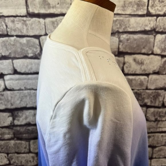 Chico's Zenergy Blue & White 3/4 Sleeve Blouse Size Large - Picture 7 of 8